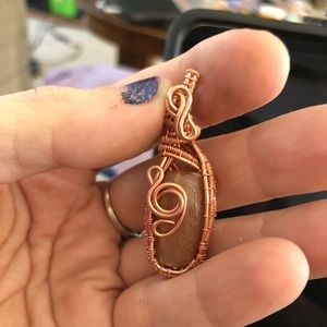 Peach moonstone Coffin pendent